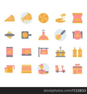 Pizza icon and symbol set in flat design