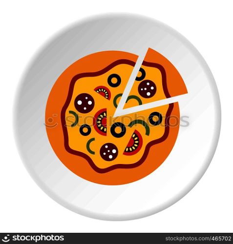 Pizza icon in flat circle isolated on white background vector illustration for web. Pizza icon circle