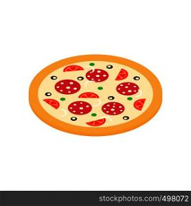Pizza icon in isometric 3d style on a white background. Pizza icon in isometric 3d style