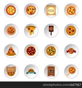 Pizza icons set in flat style isolated vector icons set illustration. Pizza icons set in flat style