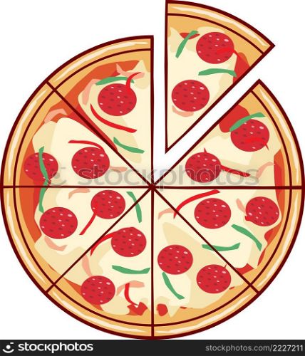 Pizza illustration with a slice 