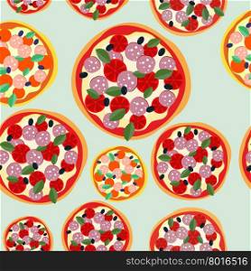 Pizza Italy seamless pattern. Vector background food&#xA;