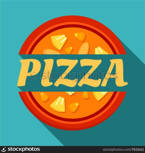 Pizza label logo. Flat illustration of pizza label vector logo for web design. Pizza label logo, flat style