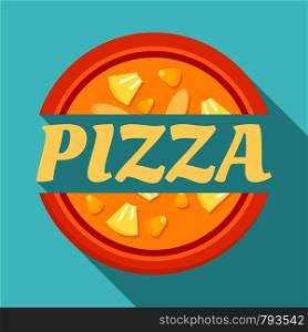 Pizza label logo. Flat illustration of pizza label vector logo for web design. Pizza label logo, flat style