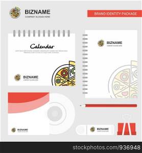 Pizza Logo, Calendar Template, CD Cover, Diary and USB Brand Stationary Package Design Vector Template