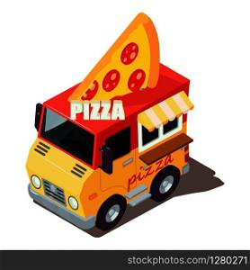Pizza machine icon. Isometric illustration of pizza machine vector icon for web. Pizza machine icon, isometric style