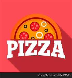 Pizza margarita logo. Flat illustration of pizza margarita vector logo for web design. Pizza margarita logo, flat style