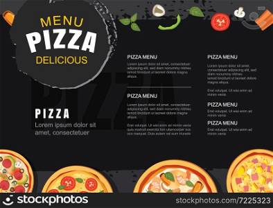 Pizza menu template for restaurant and cafe. Design for flyer, brochure.