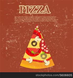 Pizza Menu Template in vintage retro grunge style vector illustration