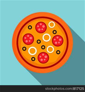 Pizza mozzarella icon. Flat illustration of pizza mozzarella vector icon for web design. Pizza mozzarella icon, flat style