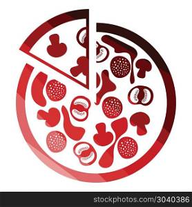 Pizza on plate icon. Pizza on plate icon. Flat color design. Vector illustration.