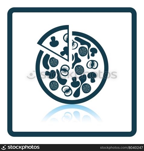 Pizza on plate icon. Shadow reflection design. Vector illustration.