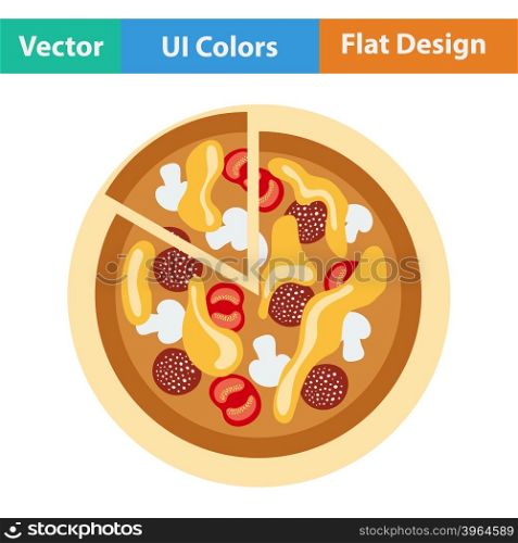 Pizza on plate icon. Vector illustration.