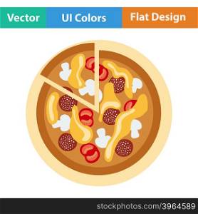 Pizza on plate icon. Vector illustration.