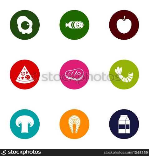 Pizza pate icons set. Flat set of 9 pizza pate vector icons for web isolated on white background. Pizza pate icons set, flat style