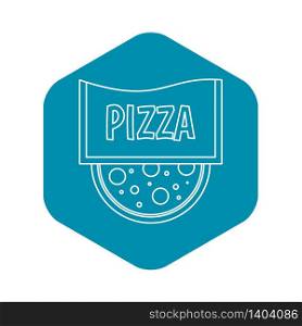 Pizza restaurant label icon. Outline illustration of pizza restaurant label vector icon for web. Pizza restaurant label icon, outline style