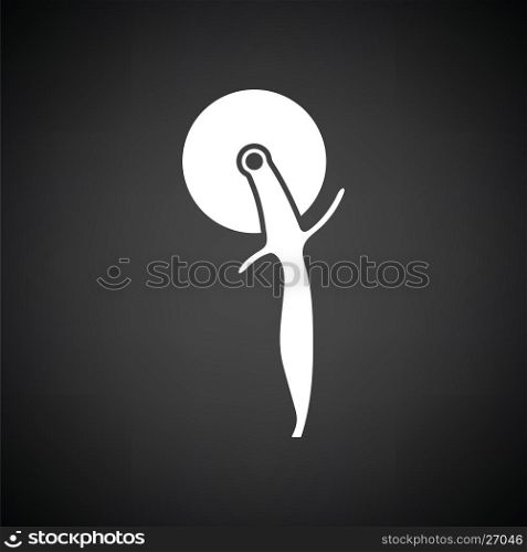 Pizza roll knife icon. Black background with white. Vector illustration.
