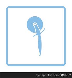 Pizza roll knife icon. Blue frame design. Vector illustration.