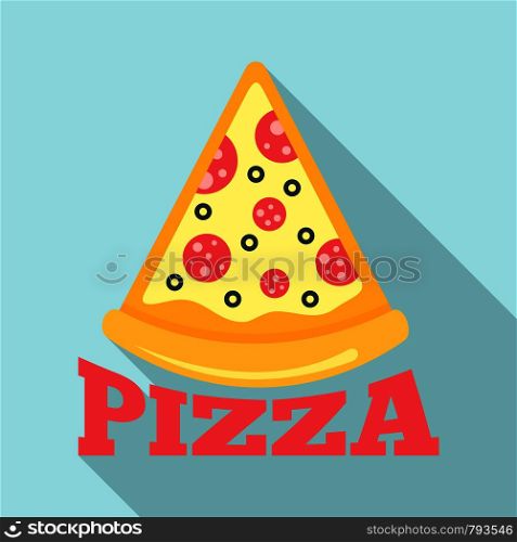 Pizza salami slice logo. Flat illustration of pizza salami slice vector logo for web design. Pizza salami slice logo, flat style