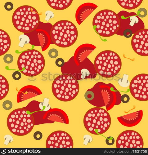 Pizza seamless pattern. Vector illustration. EPS 10.