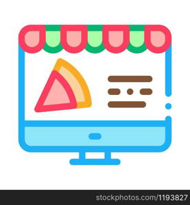 Pizza Site Order Icon Vector. Outline Pizza Site Order Sign. Isolated Contour Symbol Illustration. Pizza Site Order Icon Vector Outline Illustration