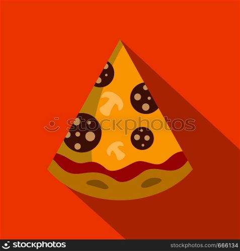 Pizza slice icon. Flat illustration of pizza slice vector icon for web. Pizza slice icon, flat style