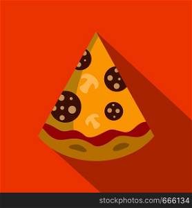 Pizza slice icon. Flat illustration of pizza slice vector icon for web. Pizza slice icon, flat style
