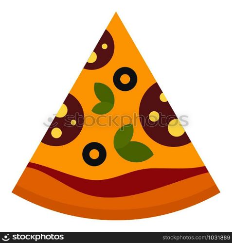 Pizza slice icon. Flat illustration of pizza slice vector icon for web design. Pizza slice icon, flat style