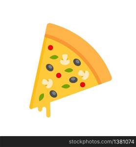 Pizza slice icon isolated on white background. Fast food pizza slice icon. Food concept. Vector stock