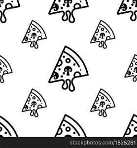 Pizza Slice Icon Seamless Pattern, Fast Food Icon Vector Art Illustration