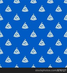 Pizza slice pattern repeat seamless in blue color for any design. Vector geometric illustration. Pizza slice pattern seamless blue