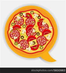 Pizza speech bubble. vector illustration
