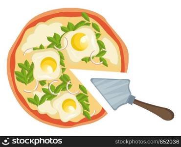 Pizza with eggs illustration vector on white background