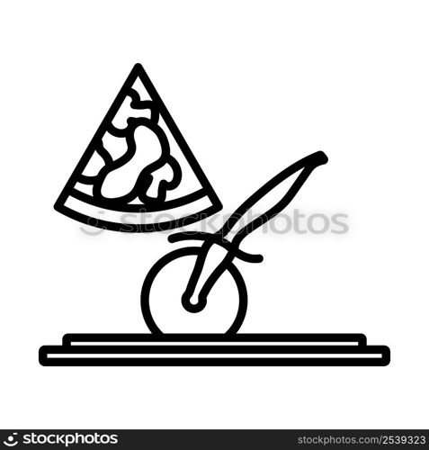 Pizza With Knife Icon. Bold outline design with editable stroke width. Vector Illustration.