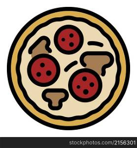 Pizza with mushrooms icon. Outline pizza with mushrooms vector icon color flat isolated. Pizza with mushrooms icon color outline vector
