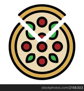 Pizza with olives icon. Outline pizza with olives vector icon color flat isolated. Pizza with olives icon color outline vector