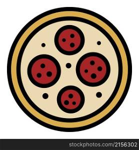 Pizza with tomatoes icon. Outline pizza with tomatoes vector icon color flat isolated. Pizza with tomatoes icon color outline vector