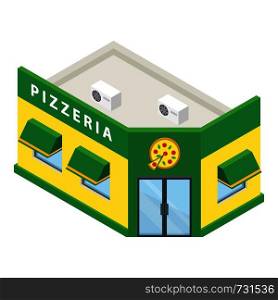 Pizzeria building icon. Isometric of pizzeria building vector icon for web design isolated on white background. Pizzeria building icon, isometric style