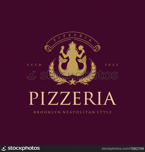 Pizzeria Classic Elegant Logo Restaurants and cafe