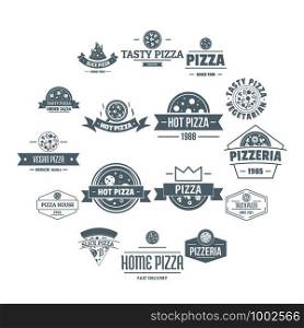 Pizzeria logo icons set. Simple illustration of 16 pizzeria logo vector icons for web. Pizzeria logo icons set, simple style