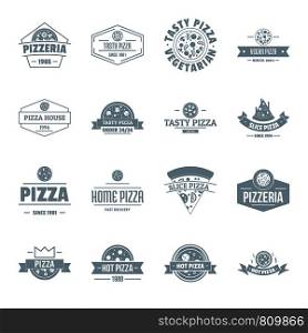 Pizzeria logo icons set. Simple illustration of 16 pizzeria logo vector icons for web. Pizzeria logo icons set, simple style