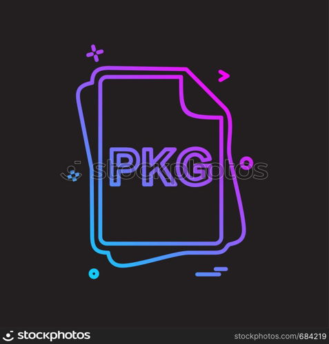 PKG file type icon design vector