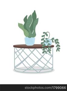 Placing houseplants on table semi flat color vector object. Full sized item on white. Growing potted plants indoor isolated modern cartoon style illustration for graphic design and animation. Placing houseplants on table semi flat color vector object