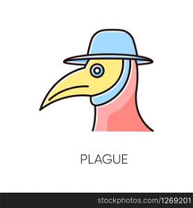 Plague RGB color icon. Endemic viral illness, dangerous infectious disease, contagious sickness. Medical diagnosis, healthcare and medicine. Medieval doctor mask isolated vector illustration