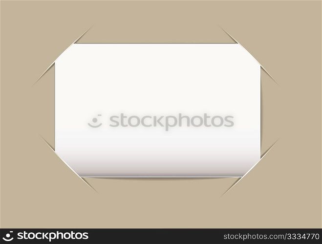 Plain blank business card stuck on beige card background
