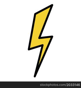 Plain lightning icon. Outline plain lightning vector icon color flat isolated. Plain lightning icon color outline vector
