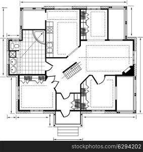 Plan a country house on a white background