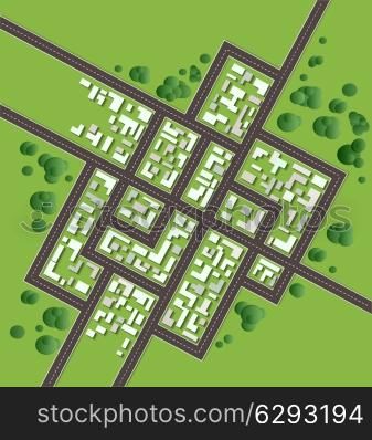 Plan of the city with streets and houses
