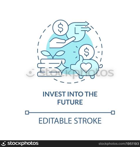 Plan pension in advance concept icon. Create retirement fund abstract idea thin line illustration. Saving money for future. Investment profit. Vector isolated outline color drawing. Editable stroke. Plan pension in advance concept icon