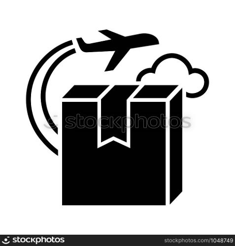 Plane delivery box icon. Simple illustration of plane delivery box vector icon for web design isolated on white background. Plane delivery box icon, simple style